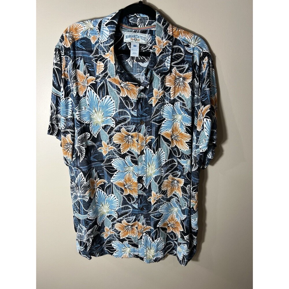 Margaritaville Mens XL Hawaiian Shirt Short Sleeve Button Floral Jimmy Buffet